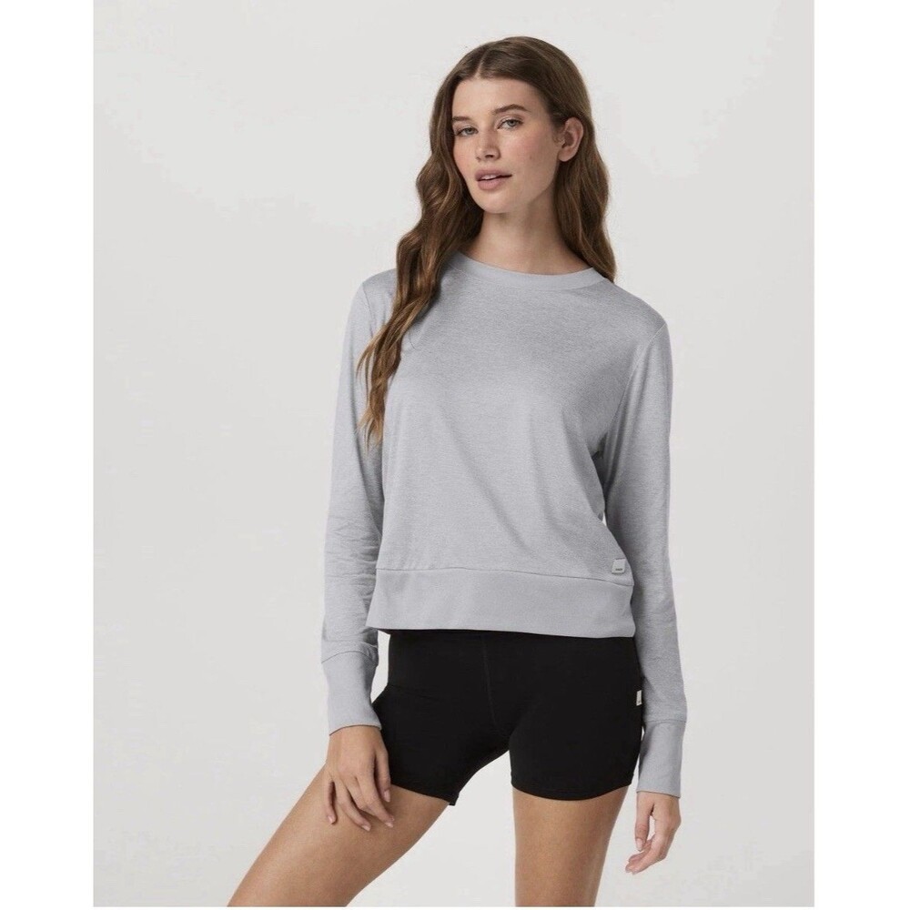 Vuori Daydream Crew Neck Pullover Athleticwear Womens L Heather Grey Lightweight